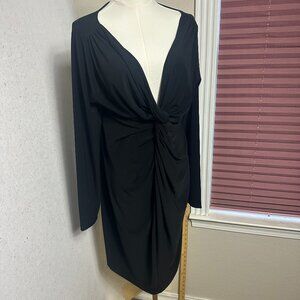 Norma Kamali dress sz L  Empire Twist  Black Stretch LBD cocktail party event